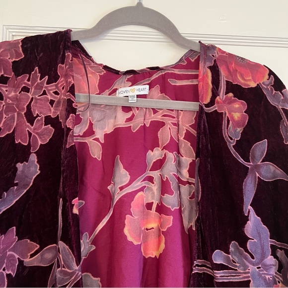 Beautiful Magenta Burgundy Purple Pink Fall Kimono Cardigan Woven Heart One Size - Picture 14 of 14